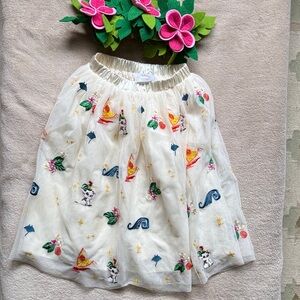 Hanna Andersson Moana Embroidered Tulle Skirt with flower crown